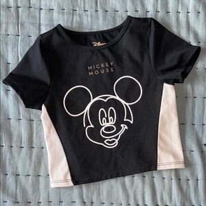 Zara Disney Black and White Mickey Mouse Cropped Tee